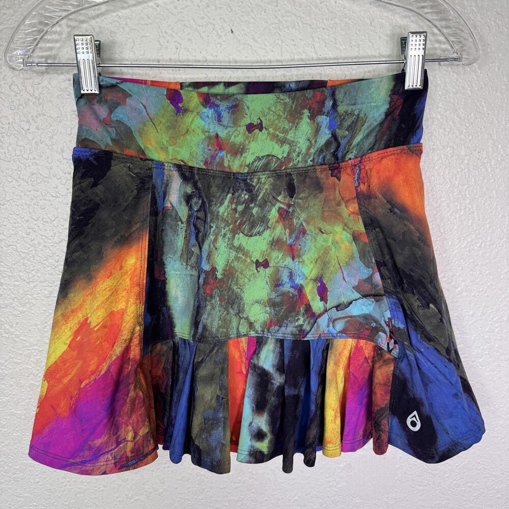 Dona Jo Skort Womens 1 Tie Dye Tennis Running Pickleball Athletic Pleated Artsy